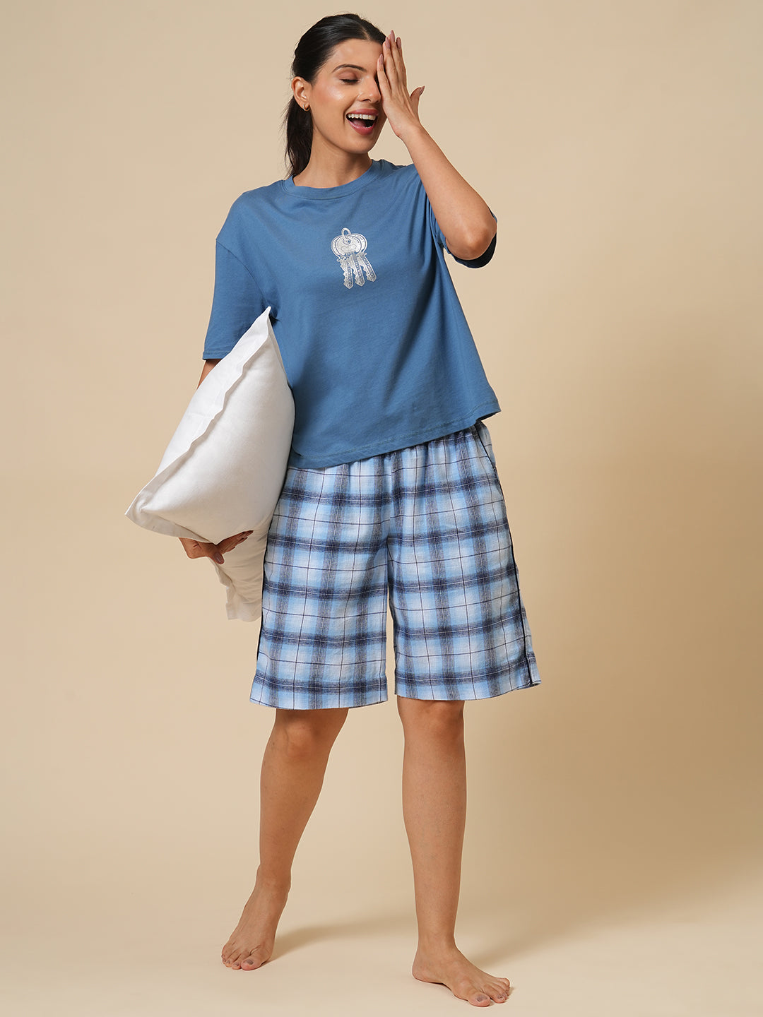 DROP SHOULDER TEE & LONG SHORTS NIGHTSUIT