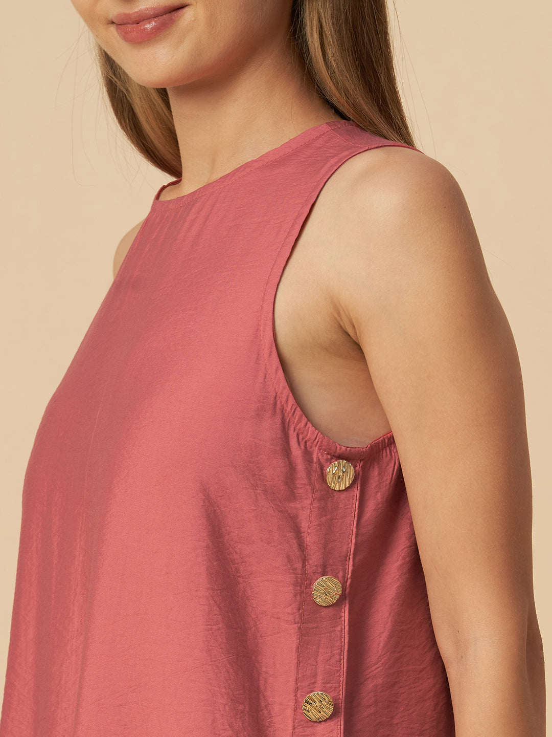 CRUSHED KURTA SET WITH SIDE BUTTONS