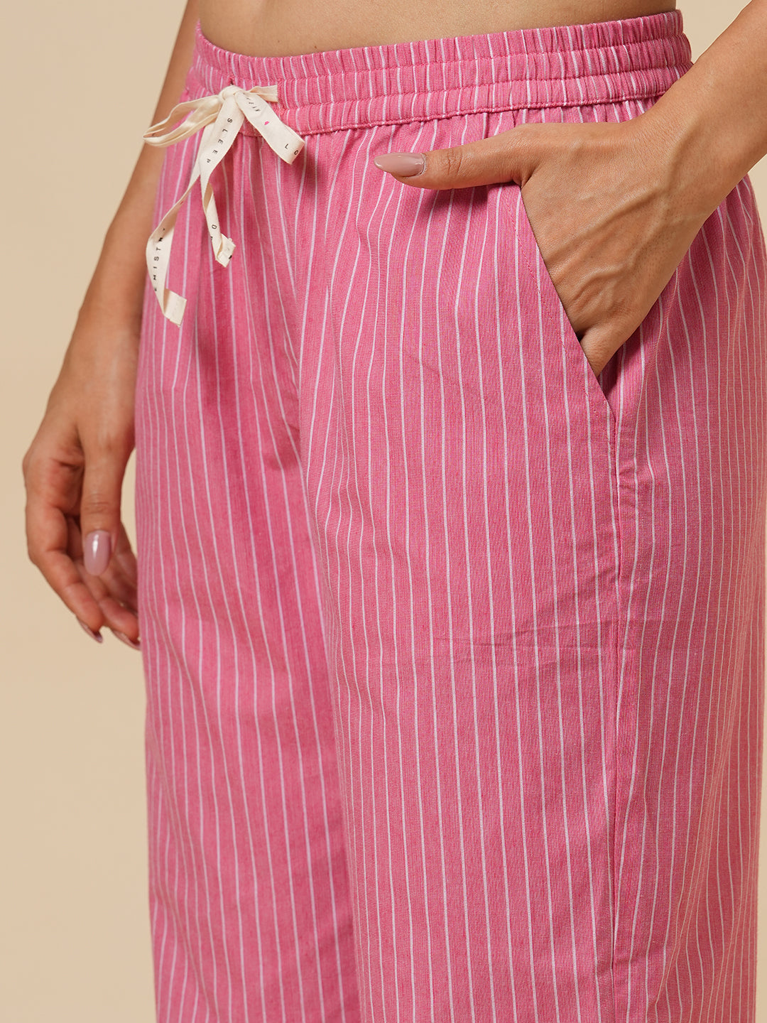 PRINTED MELANGE TEE & STRIPED PJ NIGHT SUIT