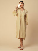 STRIPED COTTON NIGHTDRESS W/ LACE INSERT DETAILING