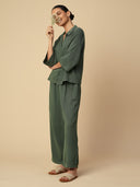 DOUBLE FABRIC CRINKLE COTTON LOUNGESET WITH EMBROIDERY