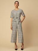 CRUSHED VISCOSE BELTED TOP & PULL ON CROPPED TROUSER CO-ORD SET