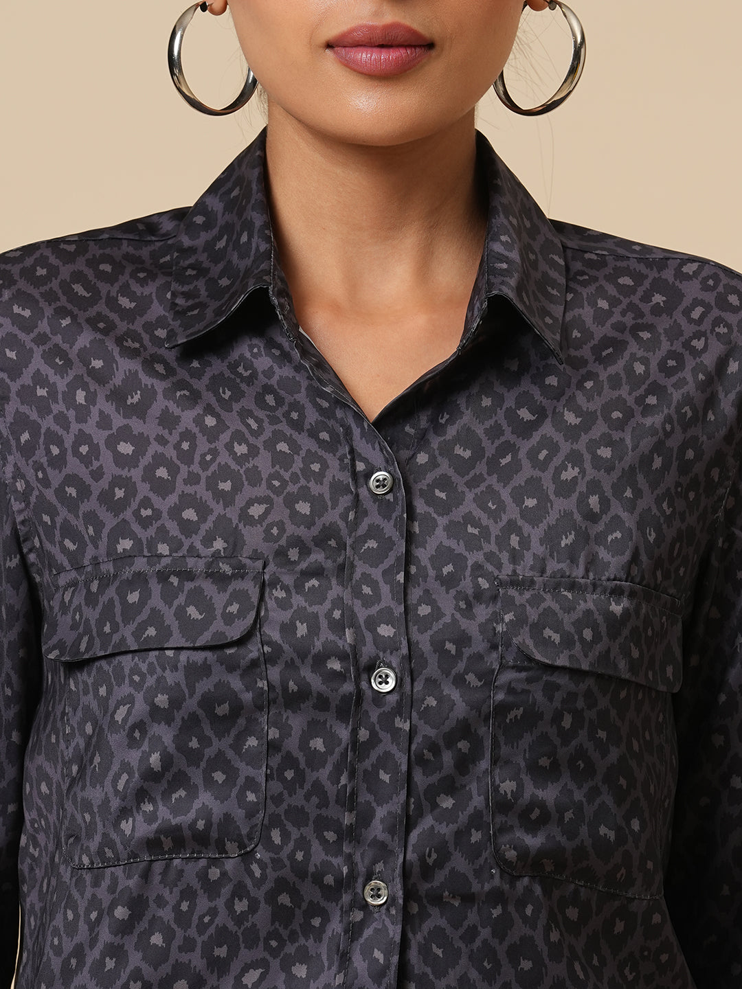 DARK LEOPARD SATIN SHIRT