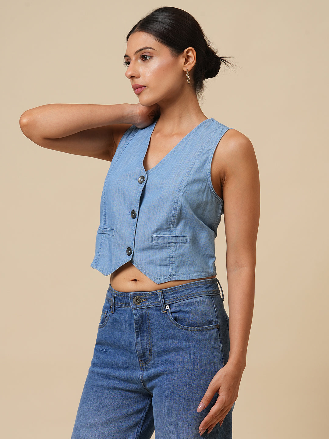 ICE WASH DENIM WAISTCOAT