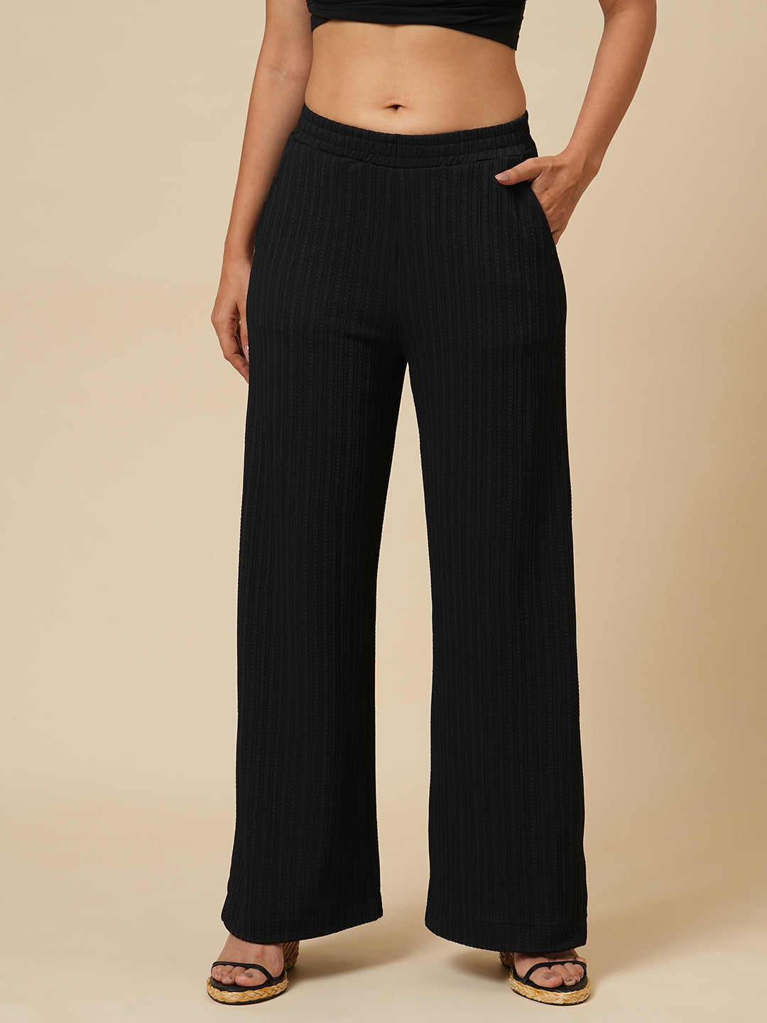 TEXTURED KNIT SLIP-ON LOUNGE PANTS