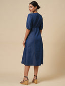 COTTON TENCEL LIGHT WEIGHT DENIM BASQUE DRESS