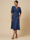 COTTON TENCEL LIGHT WEIGHT DENIM BASQUE DRESS
