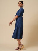 COTTON TENCEL LIGHT WEIGHT DENIM BASQUE DRESS