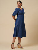 COTTON TENCEL LIGHT WEIGHT DENIM BASQUE DRESS