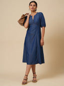 COTTON TENCEL LIGHT WEIGHT DENIM BASQUE DRESS