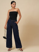 MID RISE FLARED CARGO JEANS