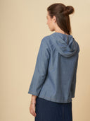 STRIPED DENIM HOODIE