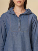 STRIPED DENIM HOODIE