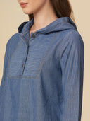 STRIPED DENIM HOODIE