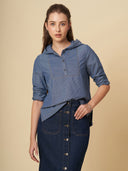 STRIPED DENIM HOODIE