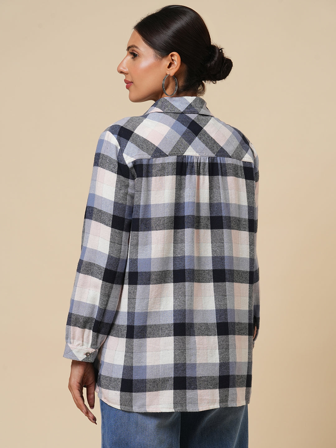 FLANNEL CHECKERED EMBROIDERED YOKE SHIRT