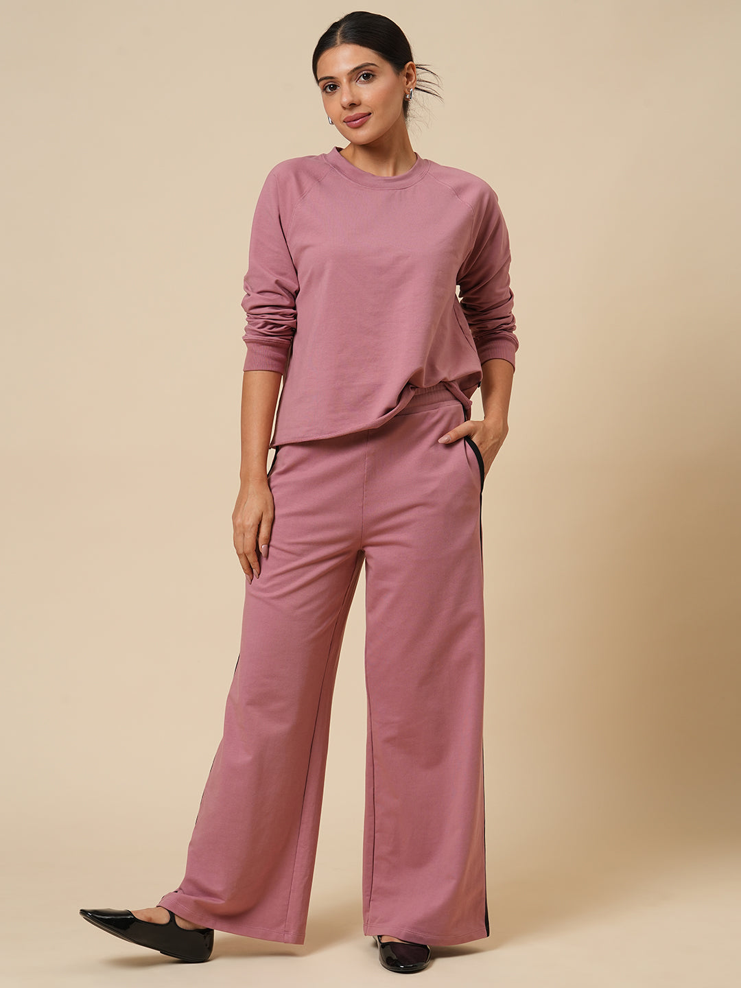 FRENCH TERRY SWEATSHIRT & WIDE LEG CO-ORD SET