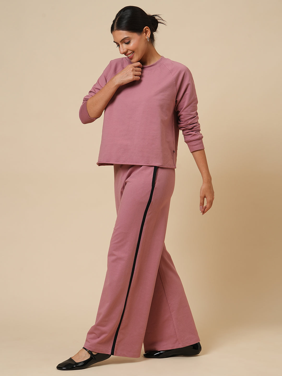 FRENCH TERRY SWEATSHIRT & WIDE LEG CO-ORD SET