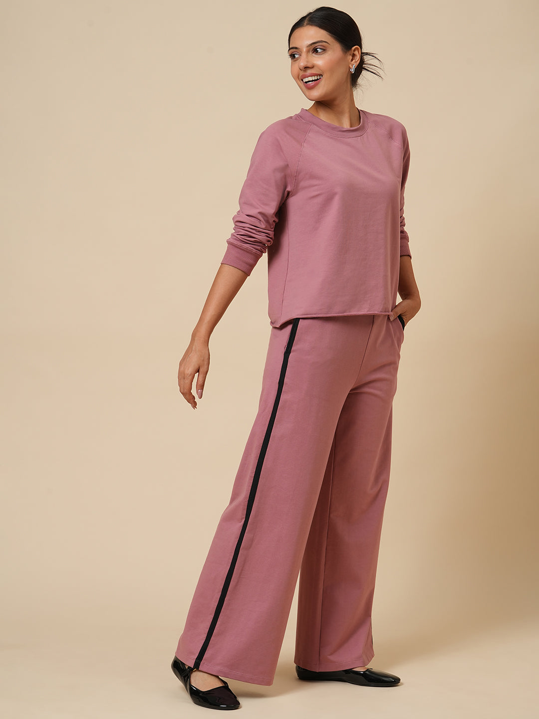 FRENCH TERRY SWEATSHIRT & WIDE LEG CO-ORD SET