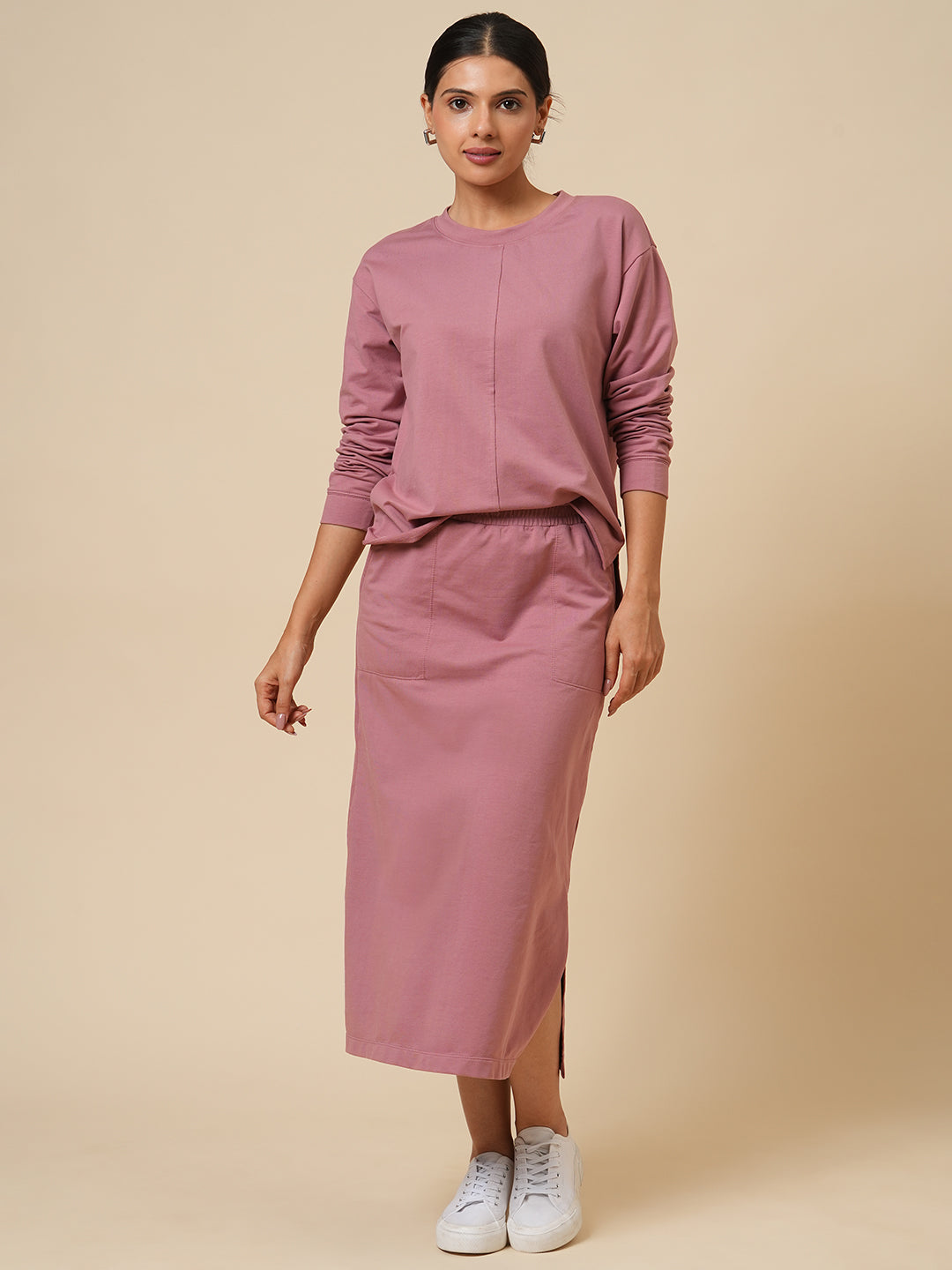 FRENCH TERRY SWEATSHIRT & PENCIL SKIRT CO-ORD SET