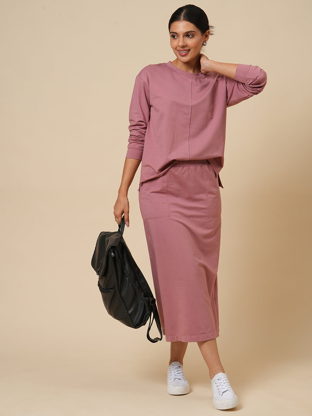 FRENCH TERRY SWEATSHIRT & PENCIL SKIRT CO-ORD SET