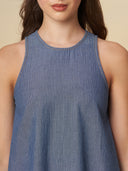 STRIPED DENIM A-LINE DRESS