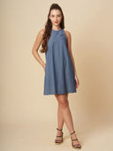 STRIPED DENIM A-LINE DRESS