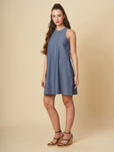 STRIPED DENIM A-LINE DRESS