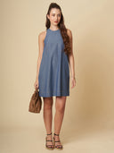 STRIPED DENIM A-LINE DRESS
