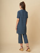 CRUSHED VISCOSE LONGLINE TUNIC & CROPPED PJ CO-ORD SET