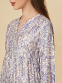 CRUSHED VISCOSE LONGLINE TUNIC & CROPPED DENIM PJ SET