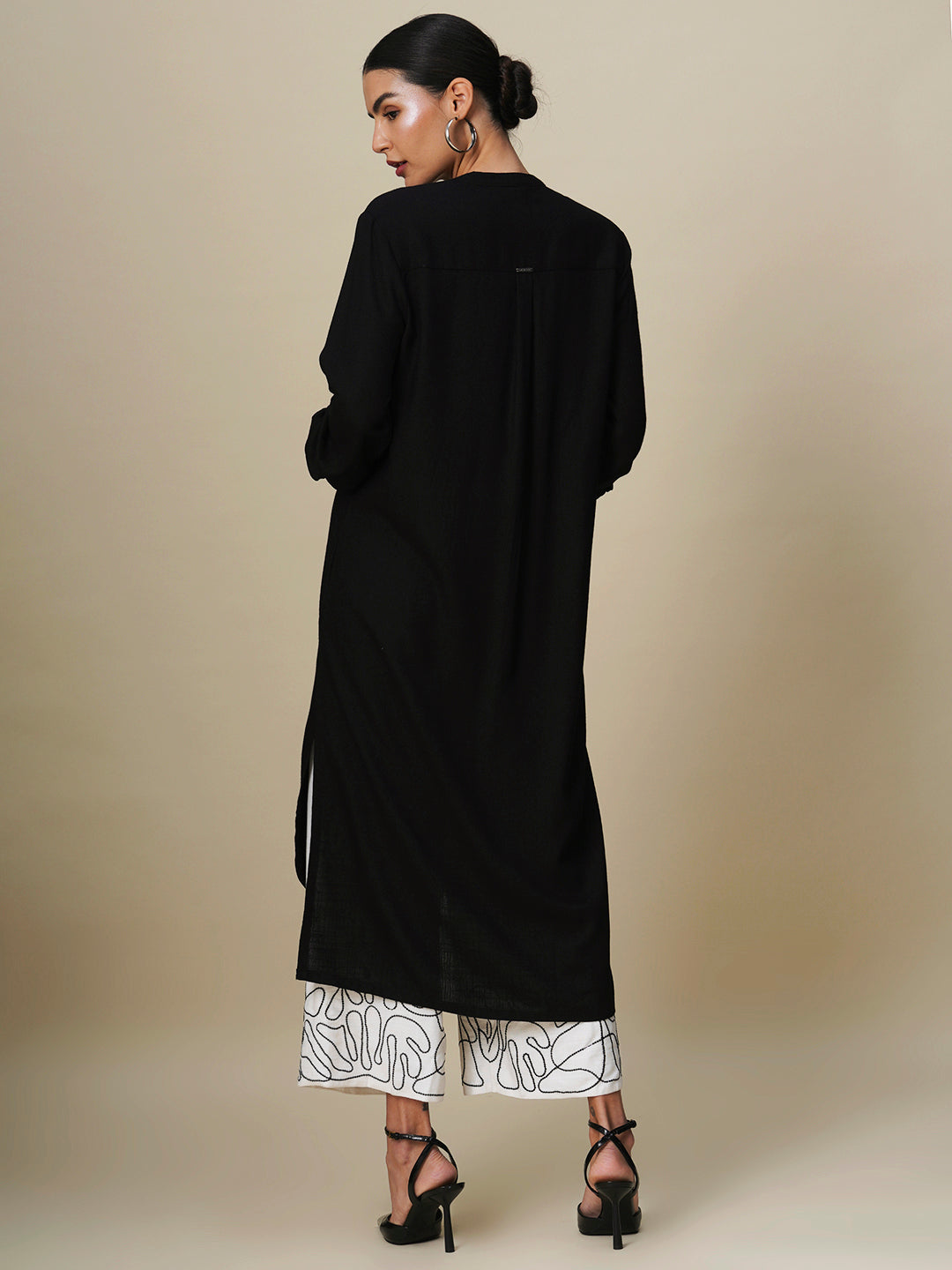 VISCOSE SLUB LONGLINE SHIRT & SEQUIN EMBROIDERED PJ SET