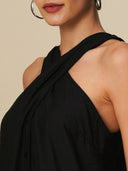 CRUSHED VISCOSE HALTER NECK TOP & WIDE LEG PANTS CO-ORD SET