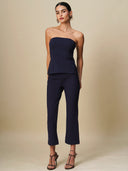 HEAVY KNIT STRAPLESS TUBE & BOOTLEG PANTS CO-ORD SET