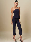 HEAVY KNIT STRAPLESS TUBE & BOOTLEG PANTS CO-ORD SET