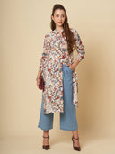 CRUSHED VISCOSE LONGLINE TUNIC & CROPPED DENIM PJ SET