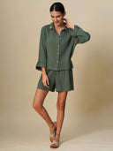 DOUBLE FABRIC CRINKLE EMBROIDERED LOUNGE SET