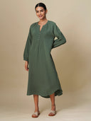 CRINKLE DOUBLE COTTON CREPE LOUNGE DRESS