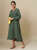 CRINKLE DOUBLE COTTON CREPE LOUNGE DRESS