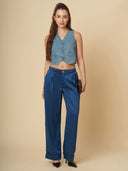 SATIN ELASTICATED CUFFED PANTS