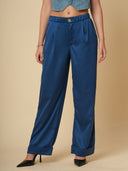 SATIN ELASTICATED CUFFED PANTS