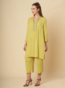 CRINKLE RAYON EMBROIDERED KURTA SET