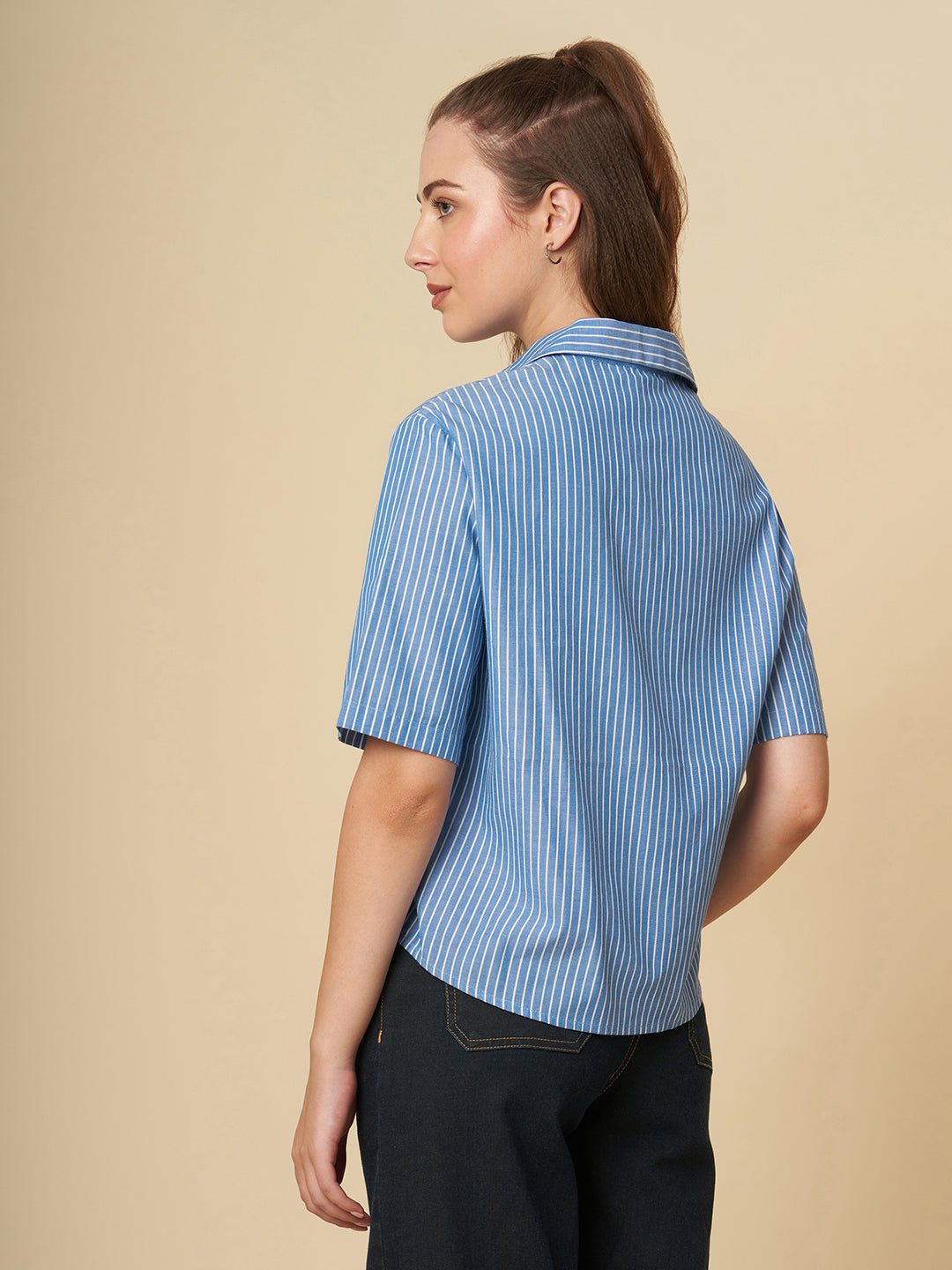 EMBRIODERED COTTON STRIPED SHIRT