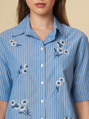 EMBRIODERED COTTON STRIPED SHIRT