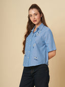EMBRIODERED COTTON STRIPED SHIRT