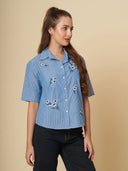 EMBRIODERED COTTON STRIPED SHIRT