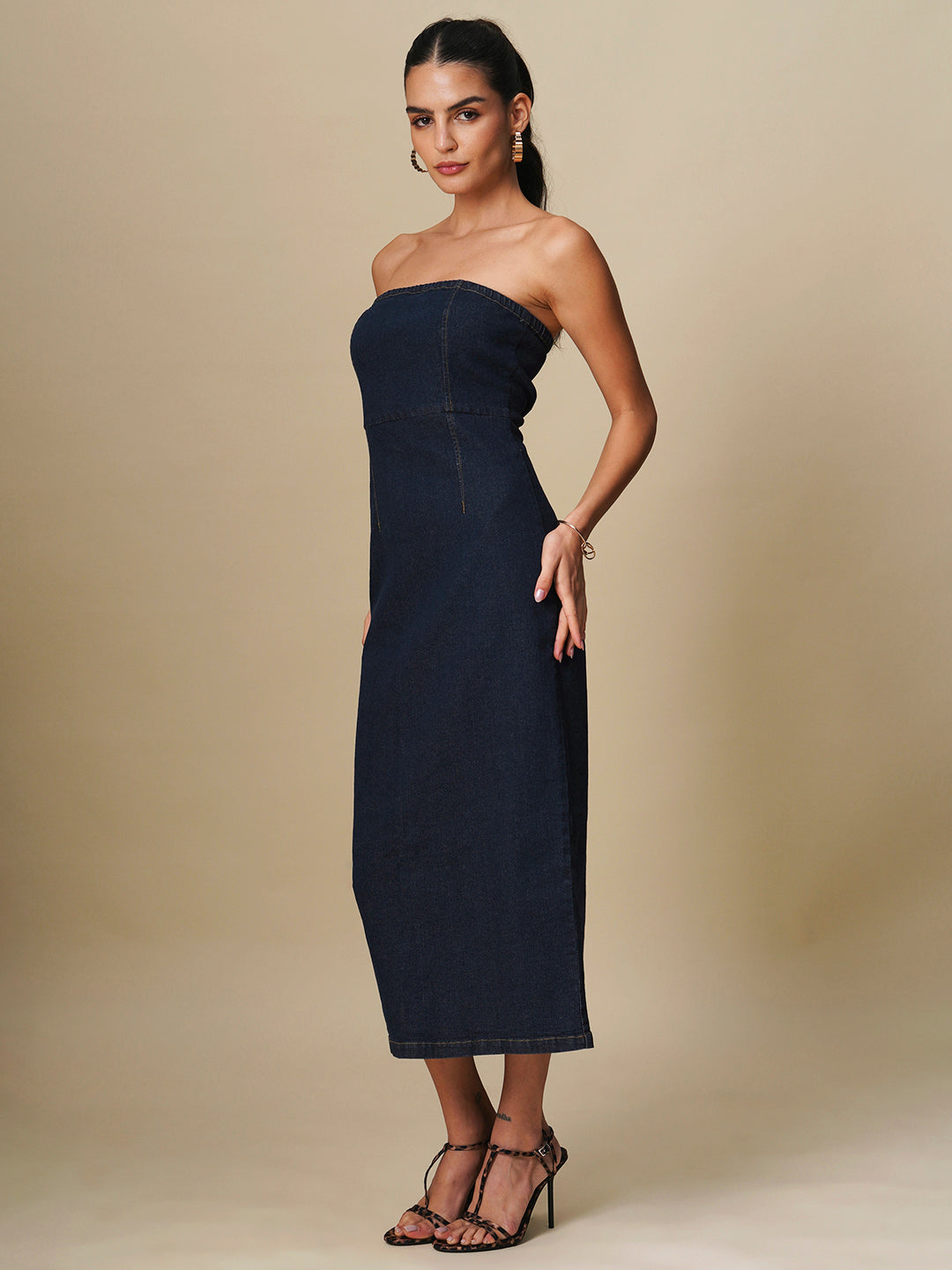 STRAPLESS DENIM DRESS