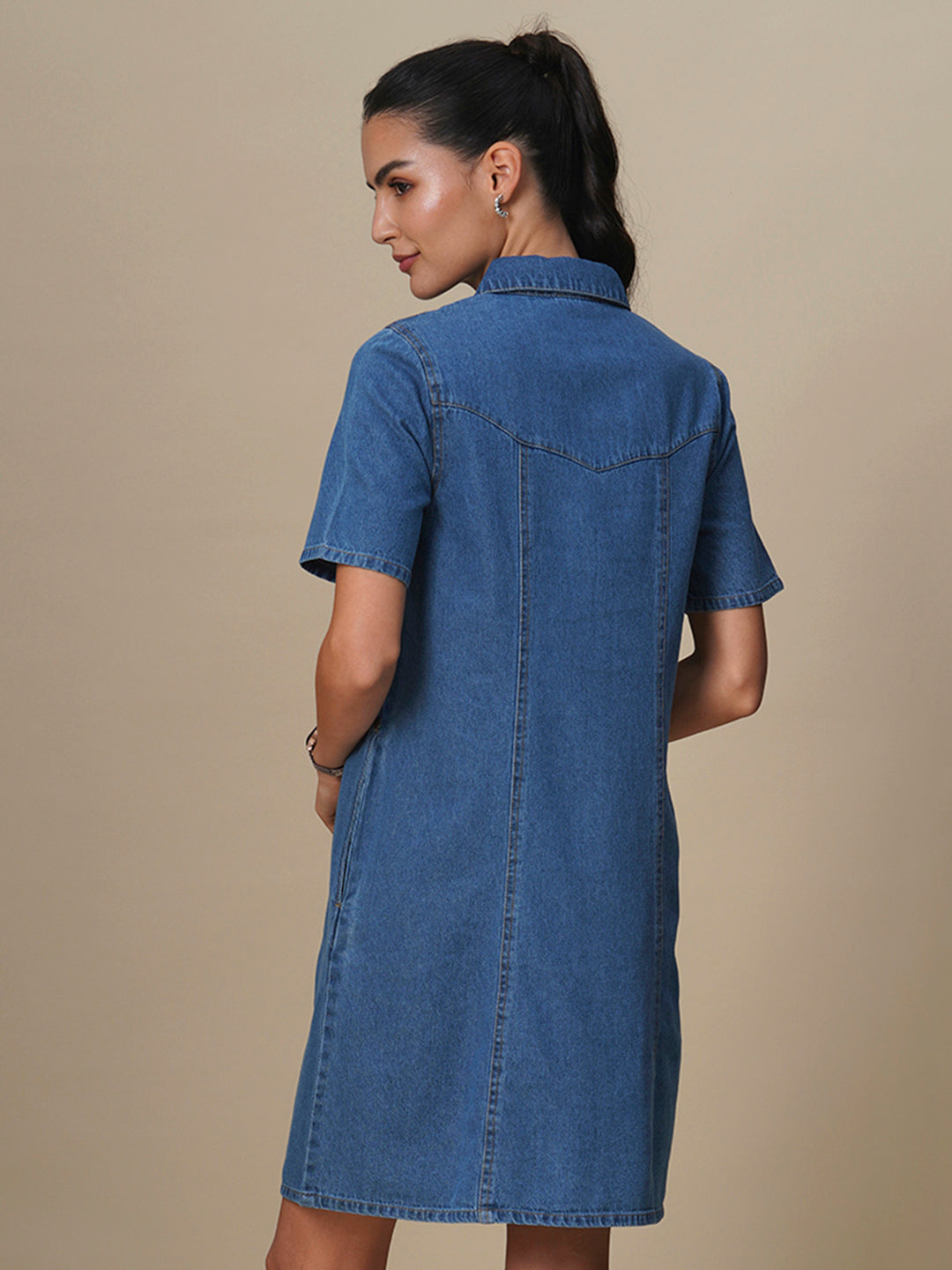 PANELLED A-LINE SHIRT DRESS