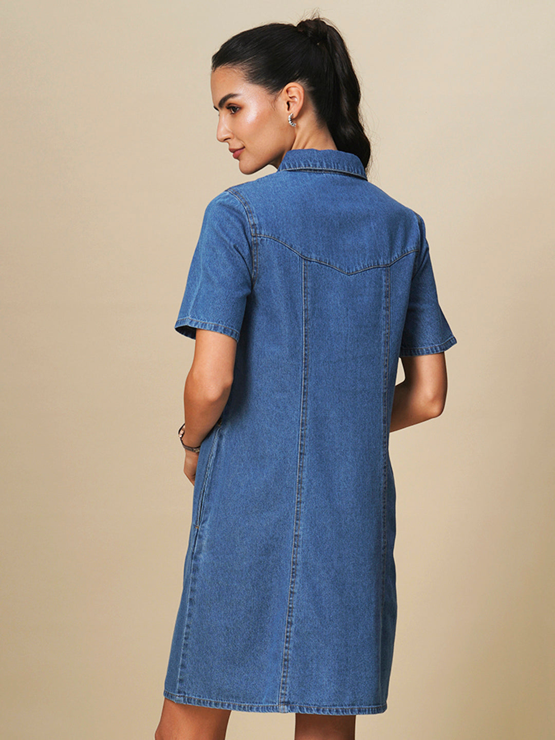 PANELLED A-LINE SHIRT DRESS