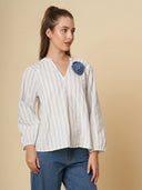 COTTON JACQUARD RAGLAN TOP